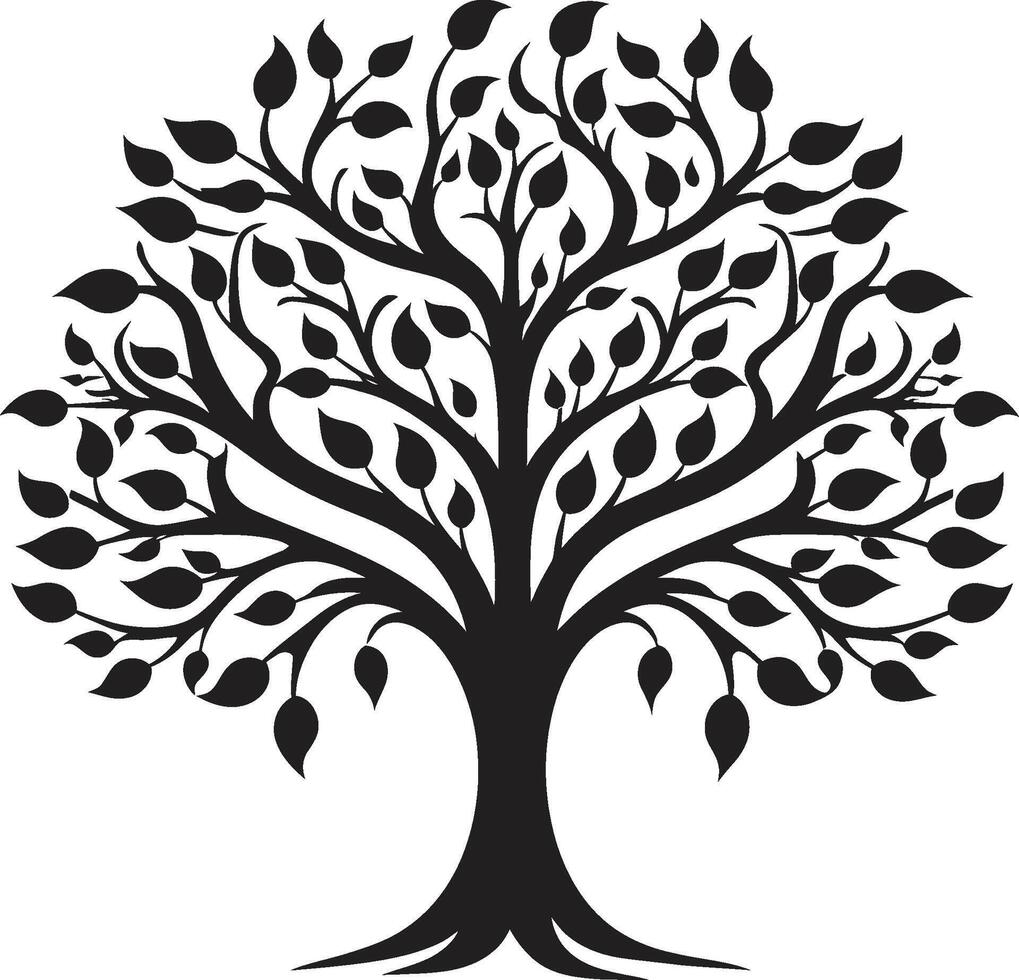 eterno ramas árbol negro vector logo enigmático pabellón negro vector árbol icono