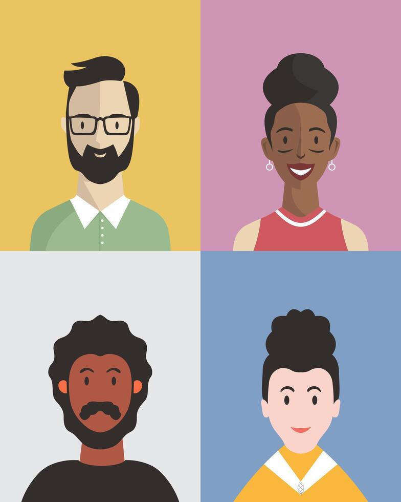 Diversity people illustration vector template teamwork office man and woman with different vibes editable