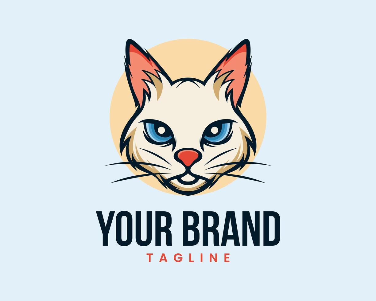 Cute playful Cat logo illustration vector graphic design template cartoon animal pet editable