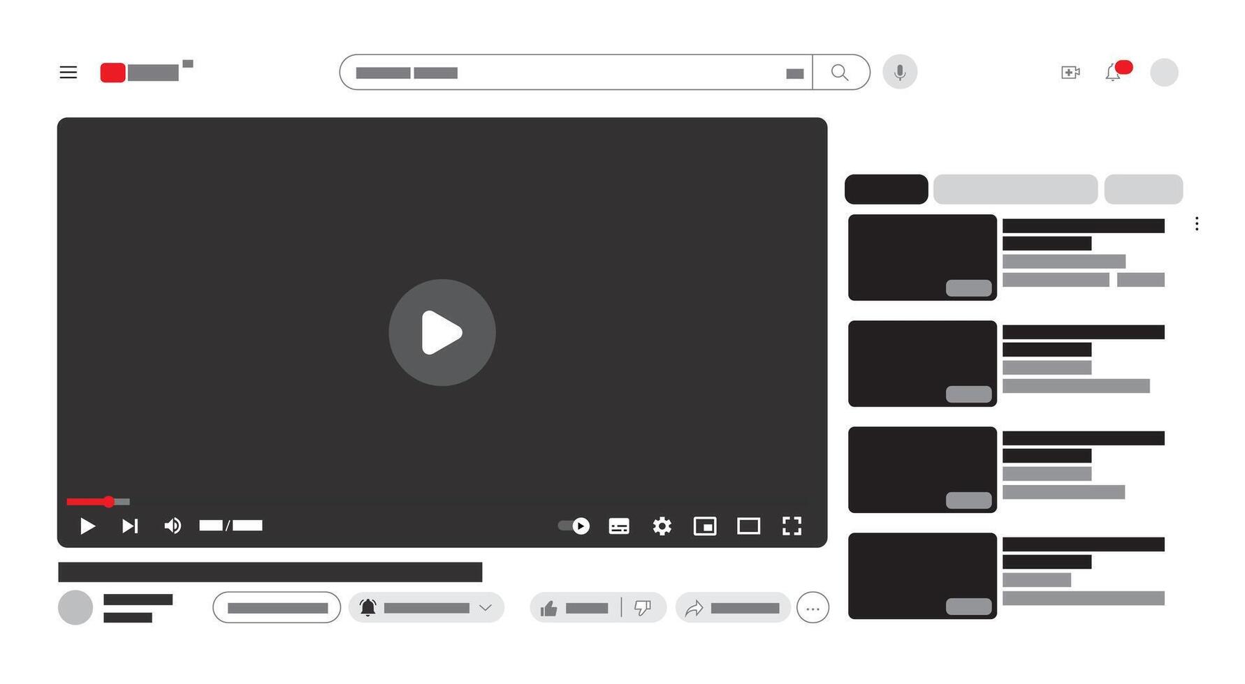 Video channel UI template vector