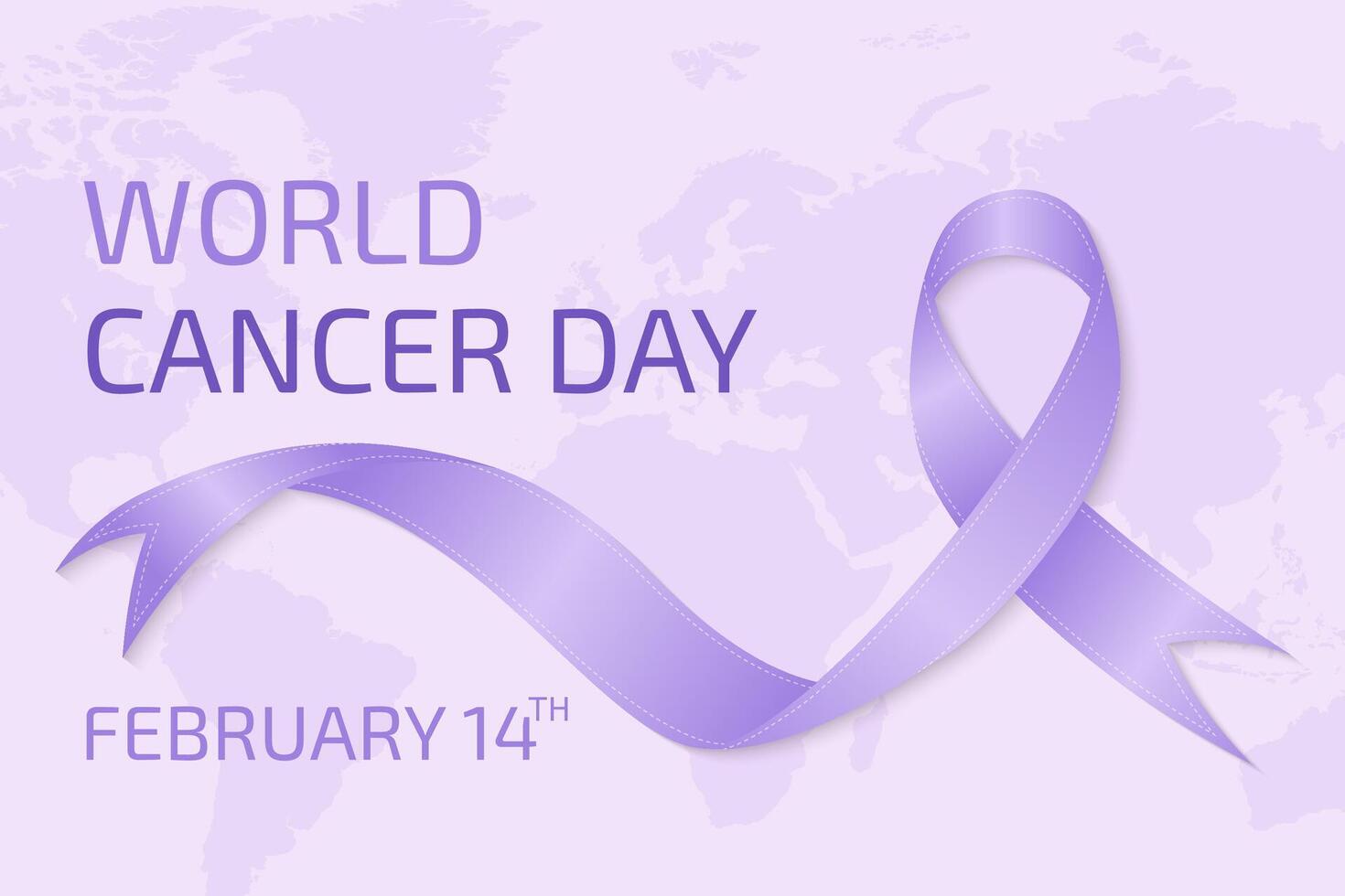 World cancer day flat design background with ribbon illustration vector