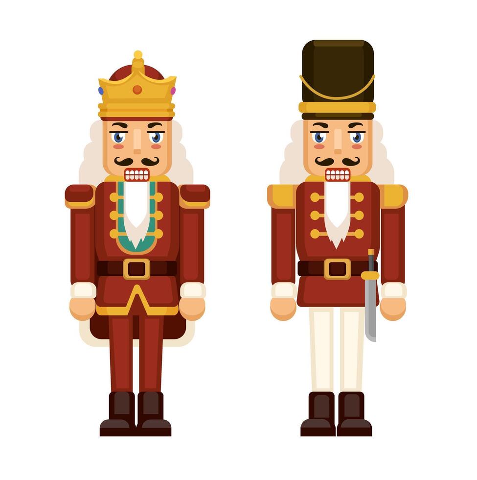 Nutcracker Doll Set Cartoon Illustration Vector