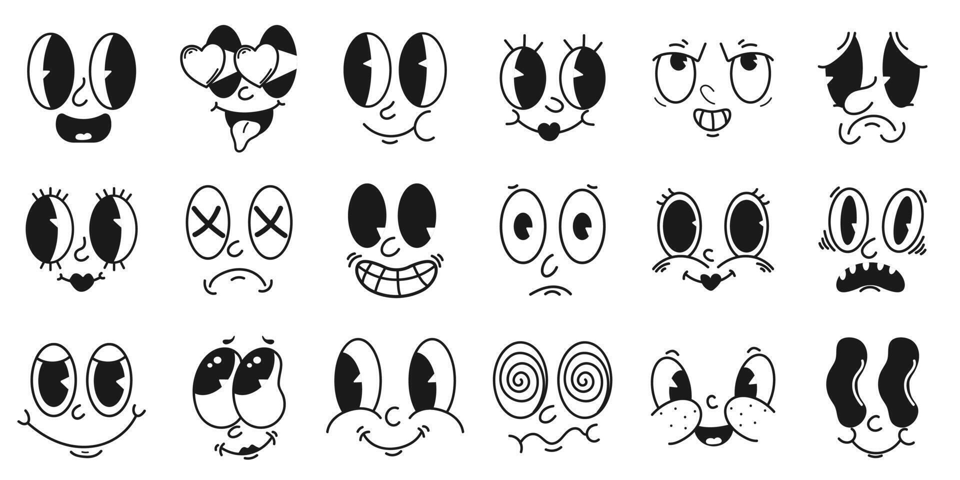 Cute retro emotions. Colored background. Vector illustration