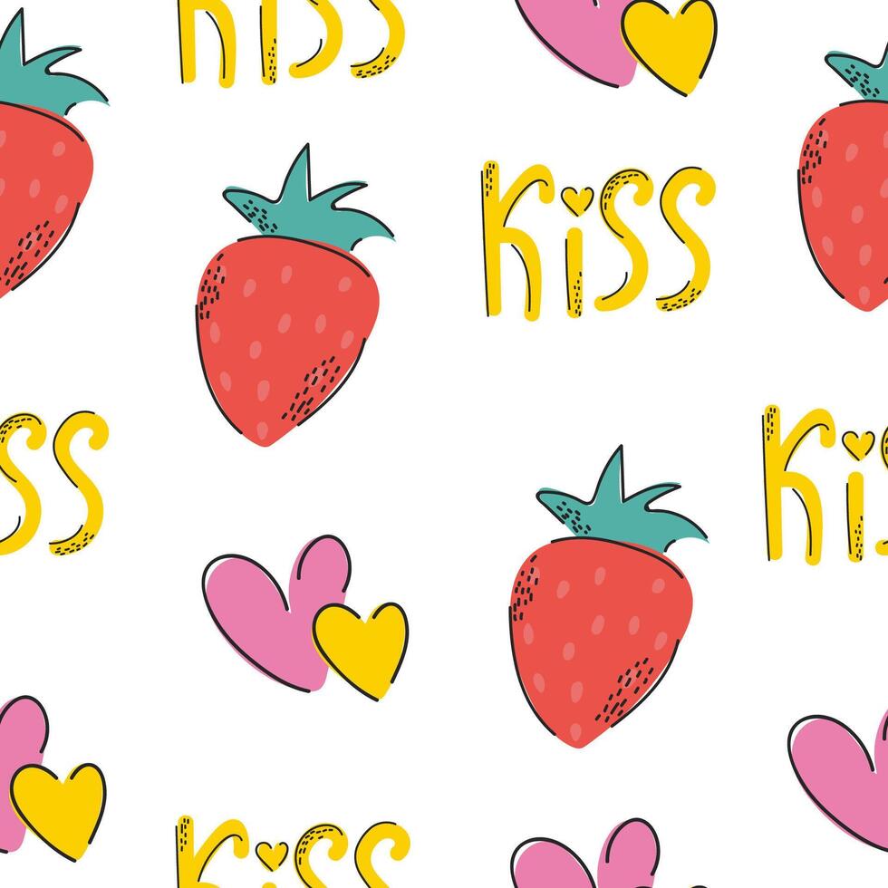 Pattern love. Valentine's day background. Heart. Doodle. For packaging, postcards, and other designs. Vector illustration.