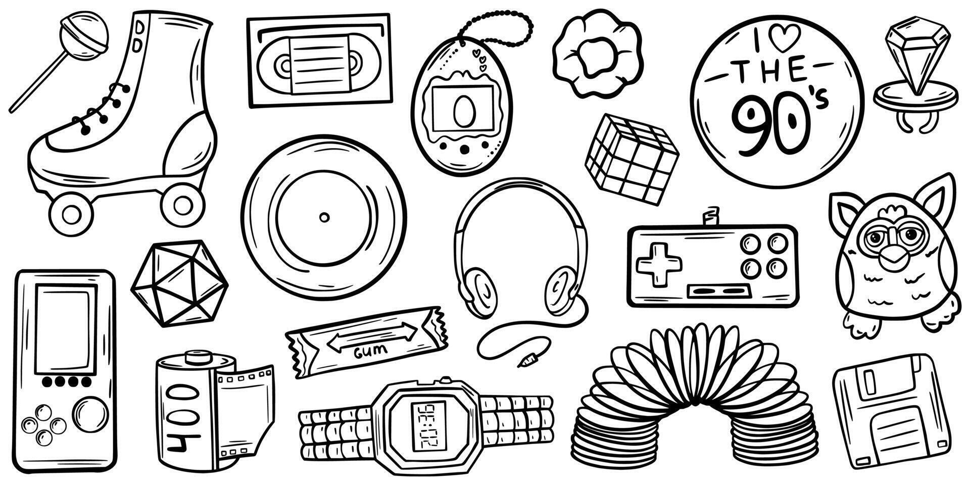 Set of retro elements. Modern flat style. Hand drawing vector