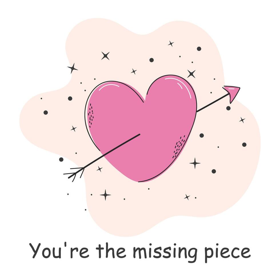 tarjeta postal con un inscripción acerca de amor. corazón. San Valentín día. vector ilustración con elementos en un blanco antecedentes.