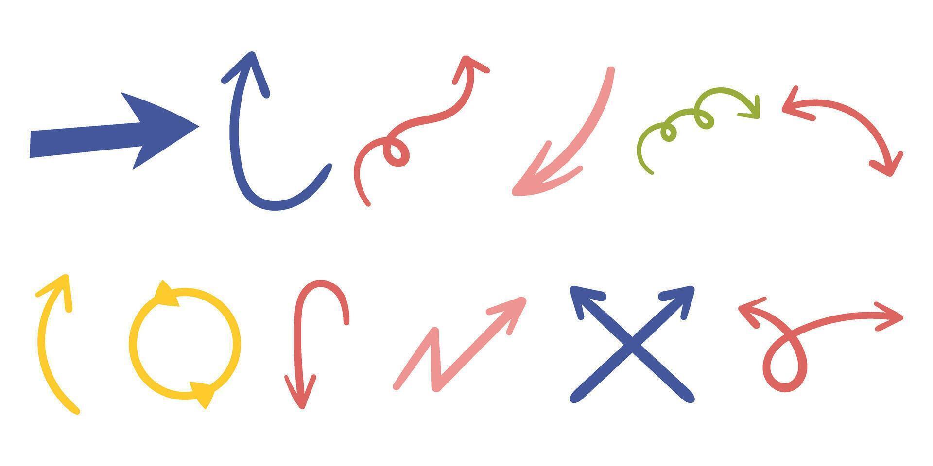 Hand-Drawn Freehand Emphasis Arrows, Swirls, and Doodles. Great for Adding a Playful and Informative Element to Graphs, Charts, and Educational Materials. vector