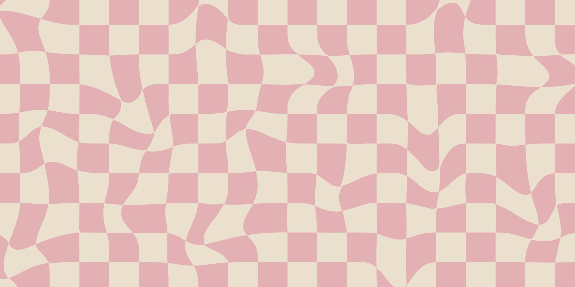 Groovy Checkerboard Patterns. Psychedelic Abstract Grid Backgrounds 1970s Retro Style, Perfect for Web Design and Social Media. Features Pink and Beige Colors. vector