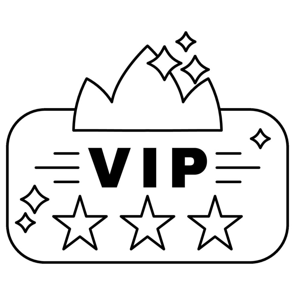 exclusivo beneficios icono negro y blanco - VIP Insignia con estrellas y corona vector