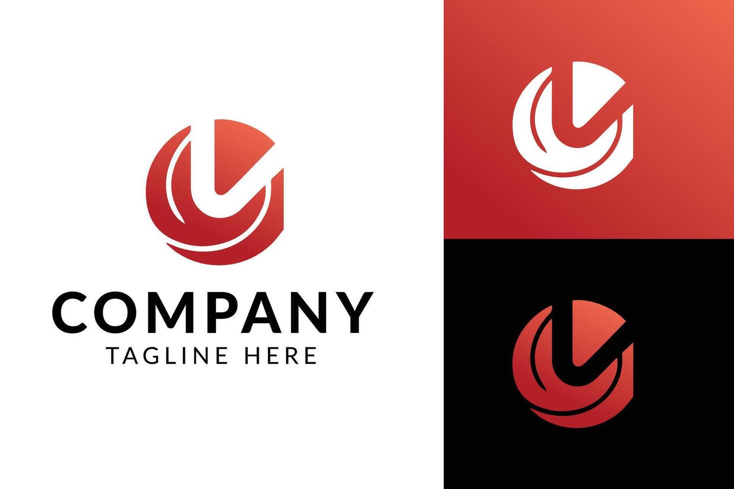 Abstract Company Logo Design in Red and White on a Split Background vector