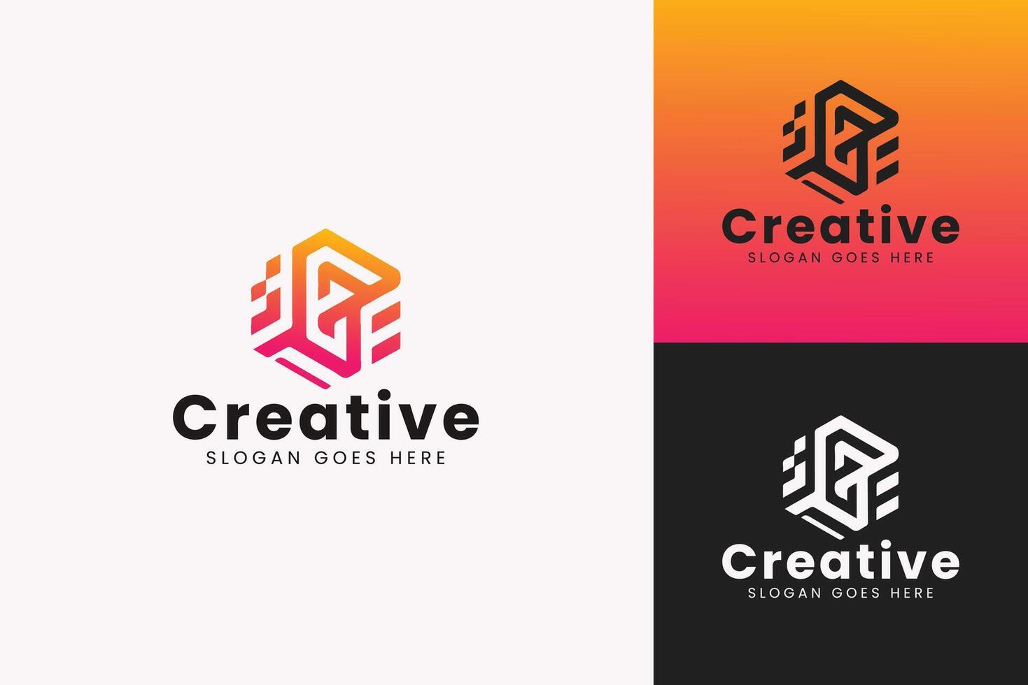 Modern Creative Logo Design Presented in Multiple Color Schemes vector