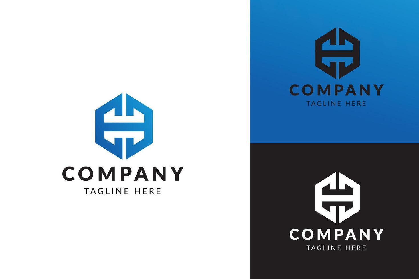 Abstract Company Logo Design in Blue and Black Color Variations on a White Background vector