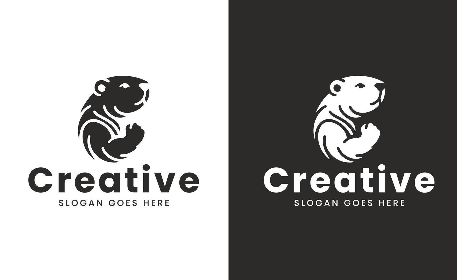 Elegance in Monochrome, Stylized Beaver Logos vector