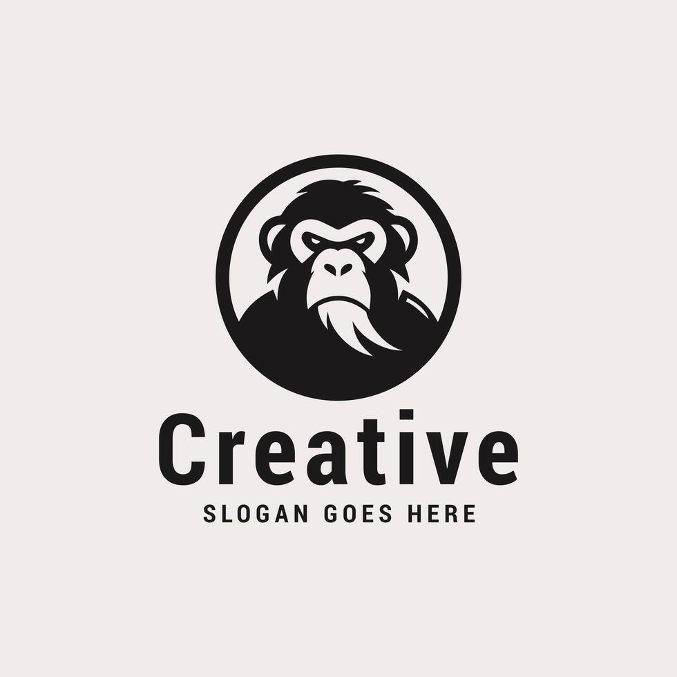 Monochrome Logo Design Featuring a Stylized Gorilla Face for a Creative Brand vector