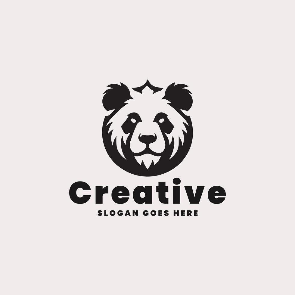 creativo negro y blanco panda logo en un neutral antecedentes vector