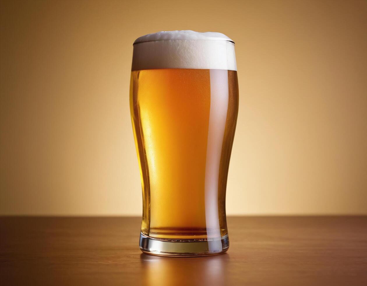AI generated Beer in  glass in a bar with bokeh background photo