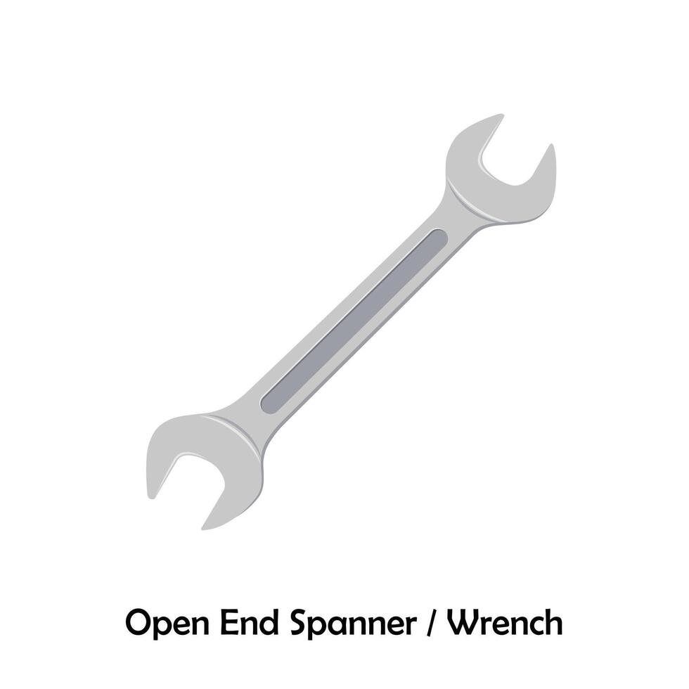 Open-ended spanner color illustration vector. Work tool icon for web, tag, label, mechanical shop, garage, repair shop, workshop. Mechanical profession symbol. Work tool for the mechanic, engineer vector