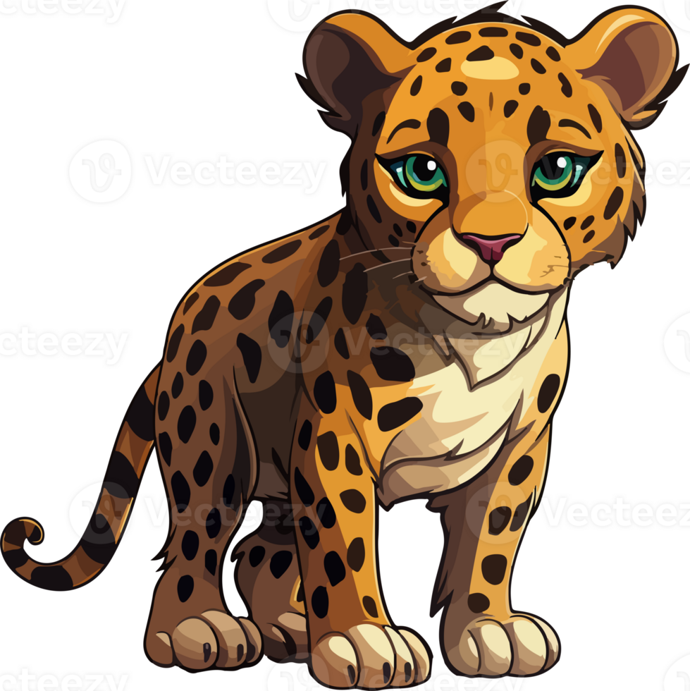 ai generato carino giaguaro nel cartone animato stile png