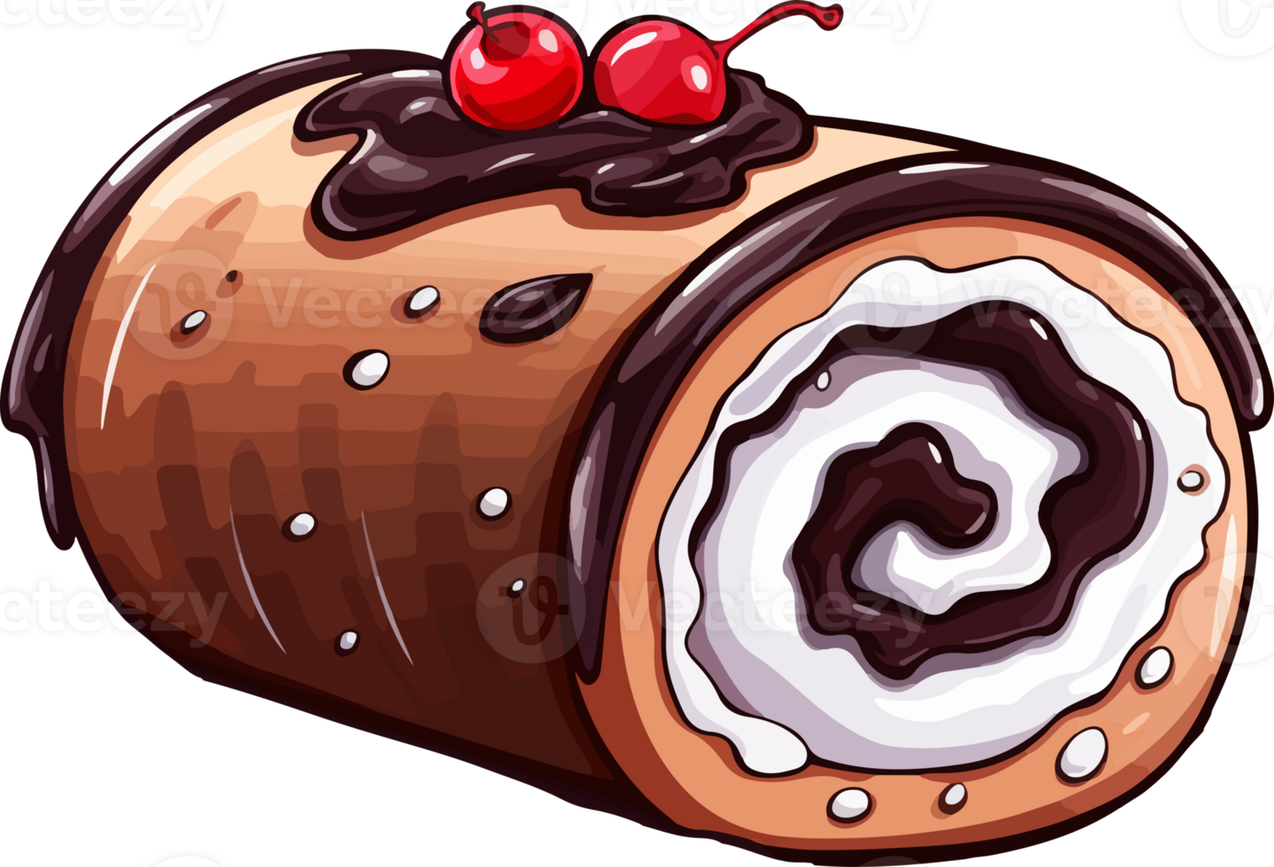 AI generated Cute swiss roll in cartoon style png