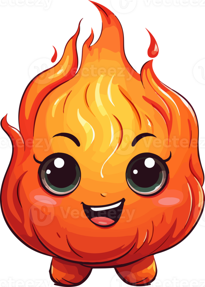 AI generated Cute fire in cartoon style png