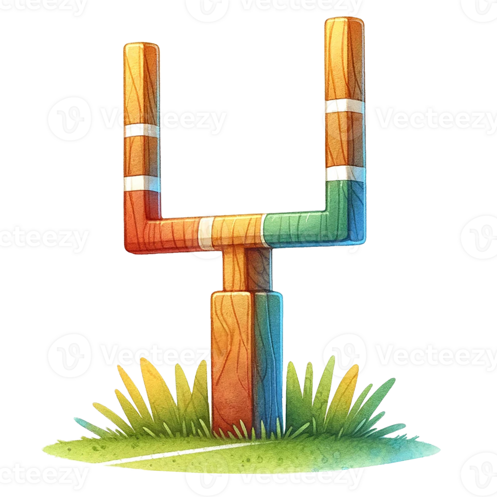 AI generated Field goal post watercolor clipart. Ai Generate png