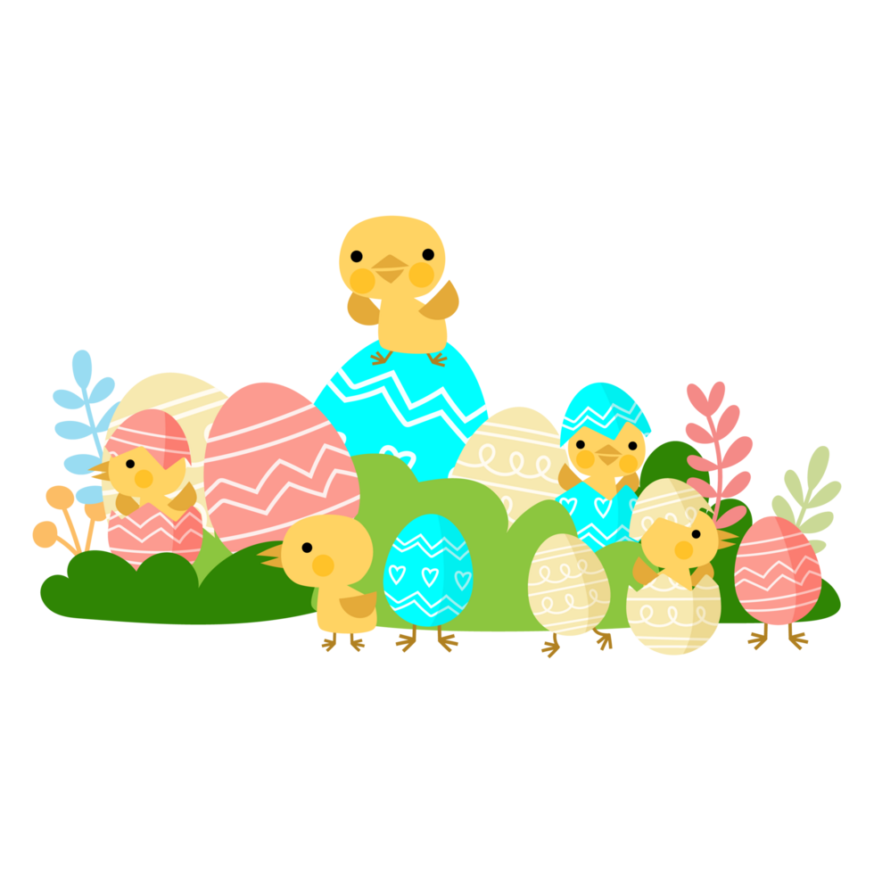 baby chicks and Easter eggs, Welcome spring season png