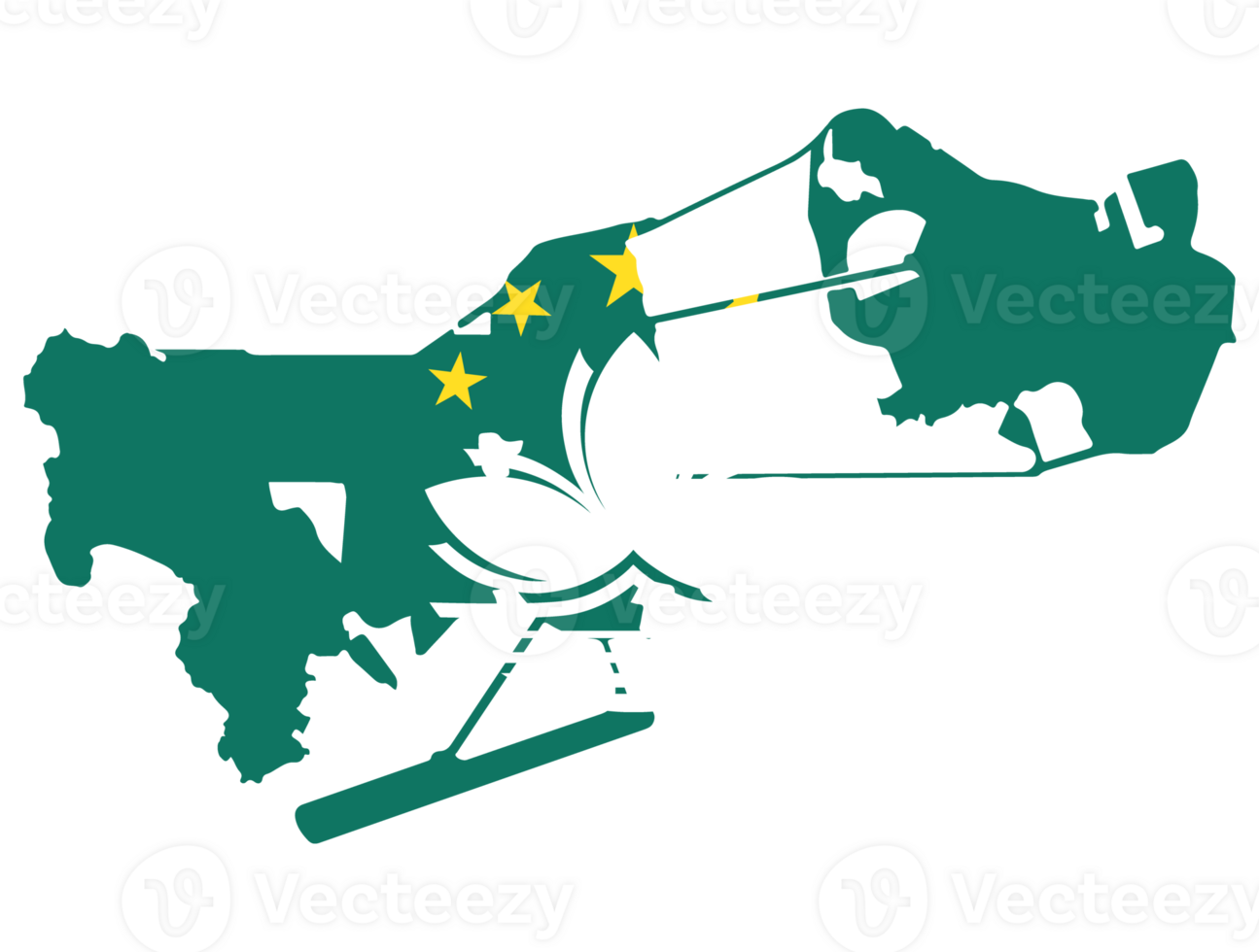 Macau flag on map 37215667 PNG