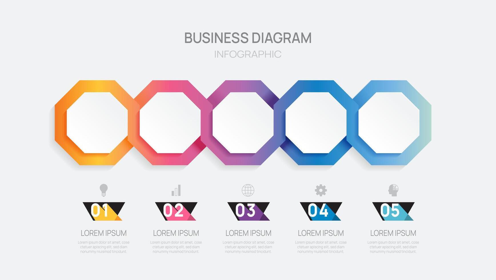 infografía vector modelo con 5 5 pasos para negocio. 3d papel geométrico etiqueta. para contenido, folleto, diagrama, línea de tiempo, web diseño. vector