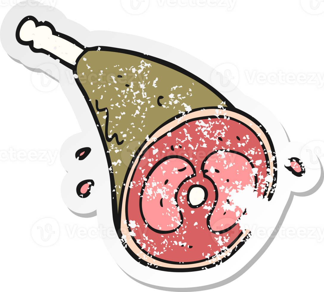 retro distressed sticker of a cartoon meat png