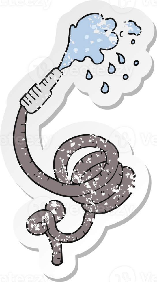 retro distressed sticker of a cartoon hose pipe png
