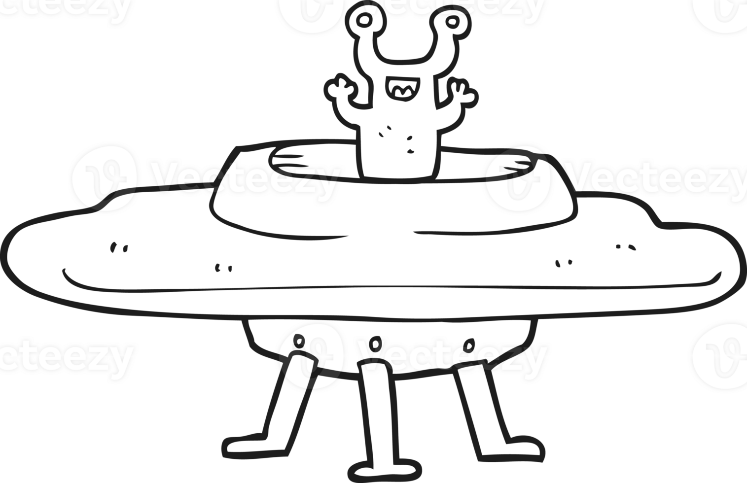 black and white cartoon flying saucer png