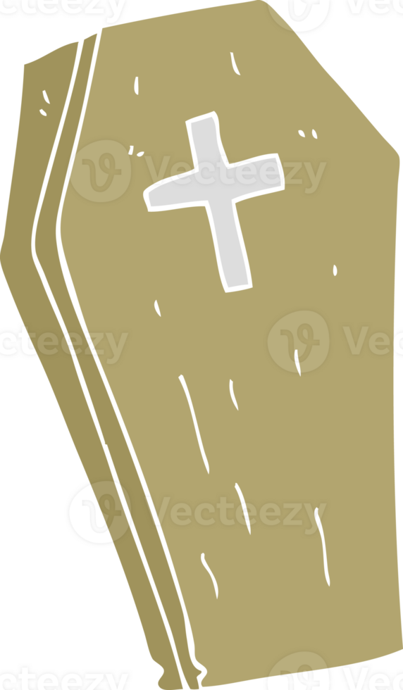 flat color illustration of a cartoon spooky coffin png