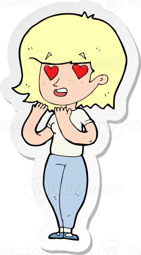sticker of a cartoon woman in love png