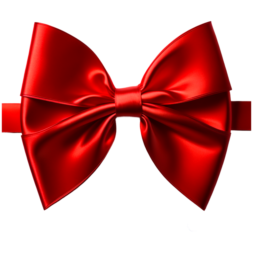 AI generated Red satin bow on a transparent background png