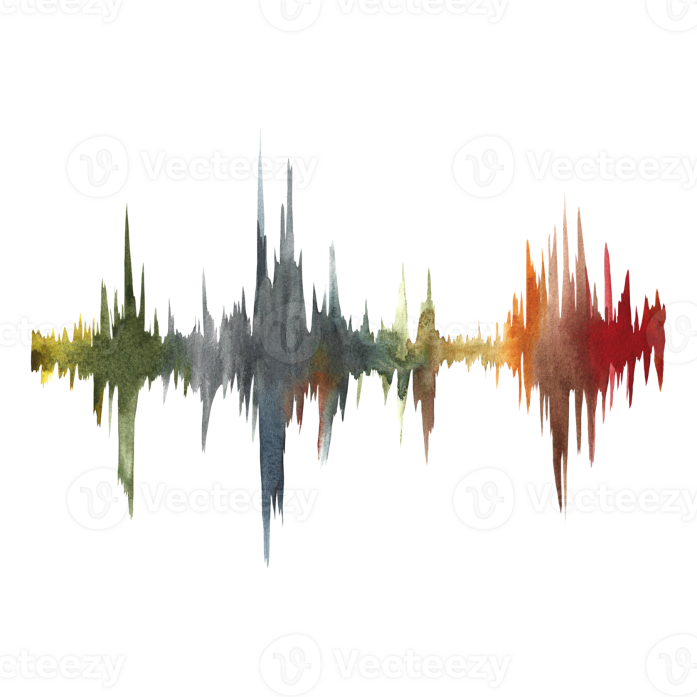 Frequenz Audio- Signal, hud Musik- Welle Schnittstelle Elemente, Stimme Diagramm Signal. das Musik- Schiene. das Aquarell Illustration ist handgemalt. zum Postkarten, Geschäft Karten, Flyer und Plakate. png