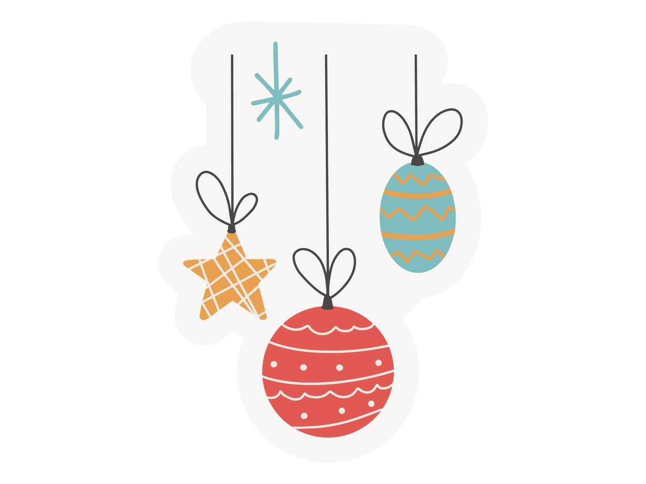 christmas sticker illustration gift present vector