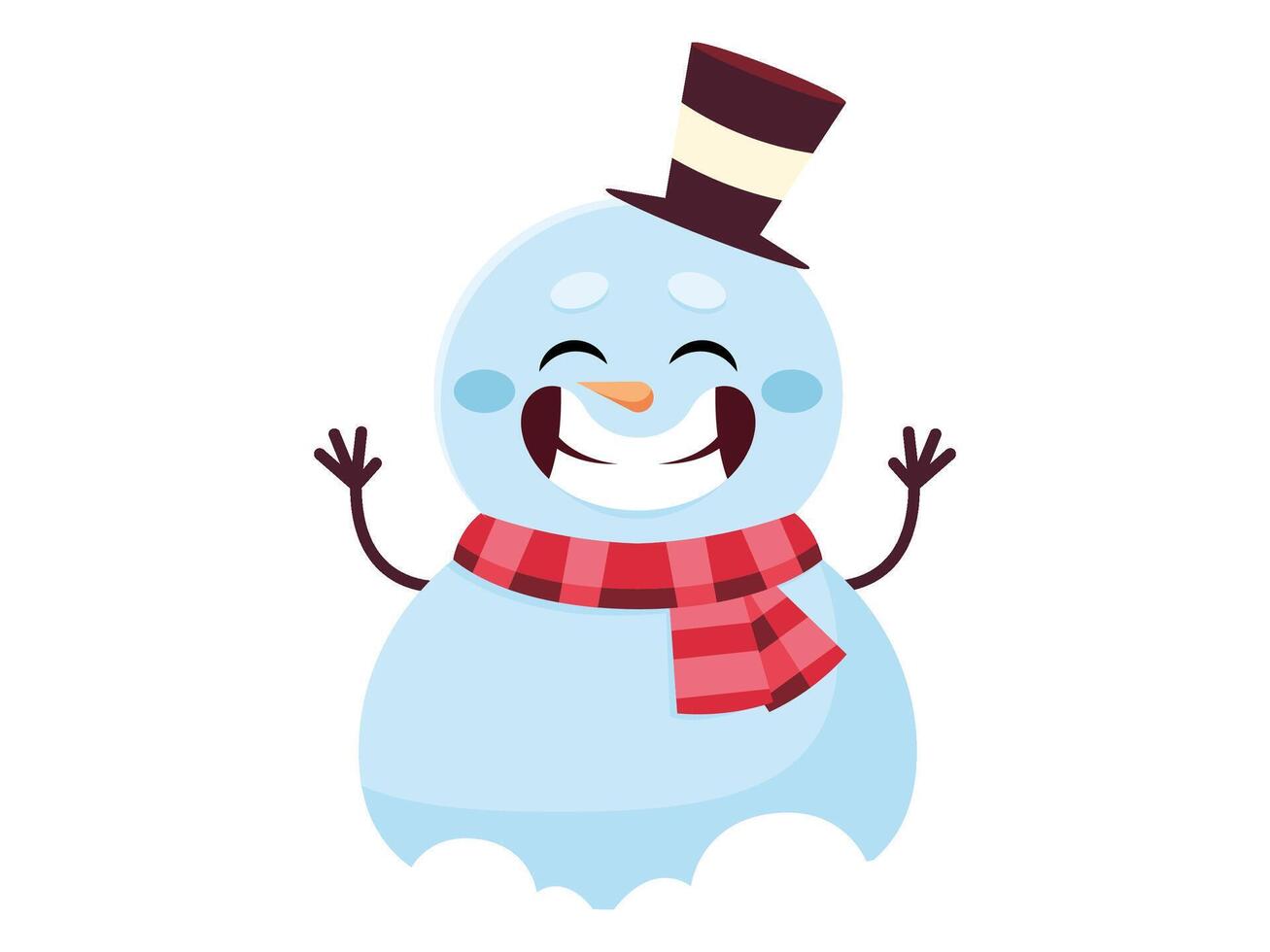 a cartoon snowman wearing a hat and scarf vector
