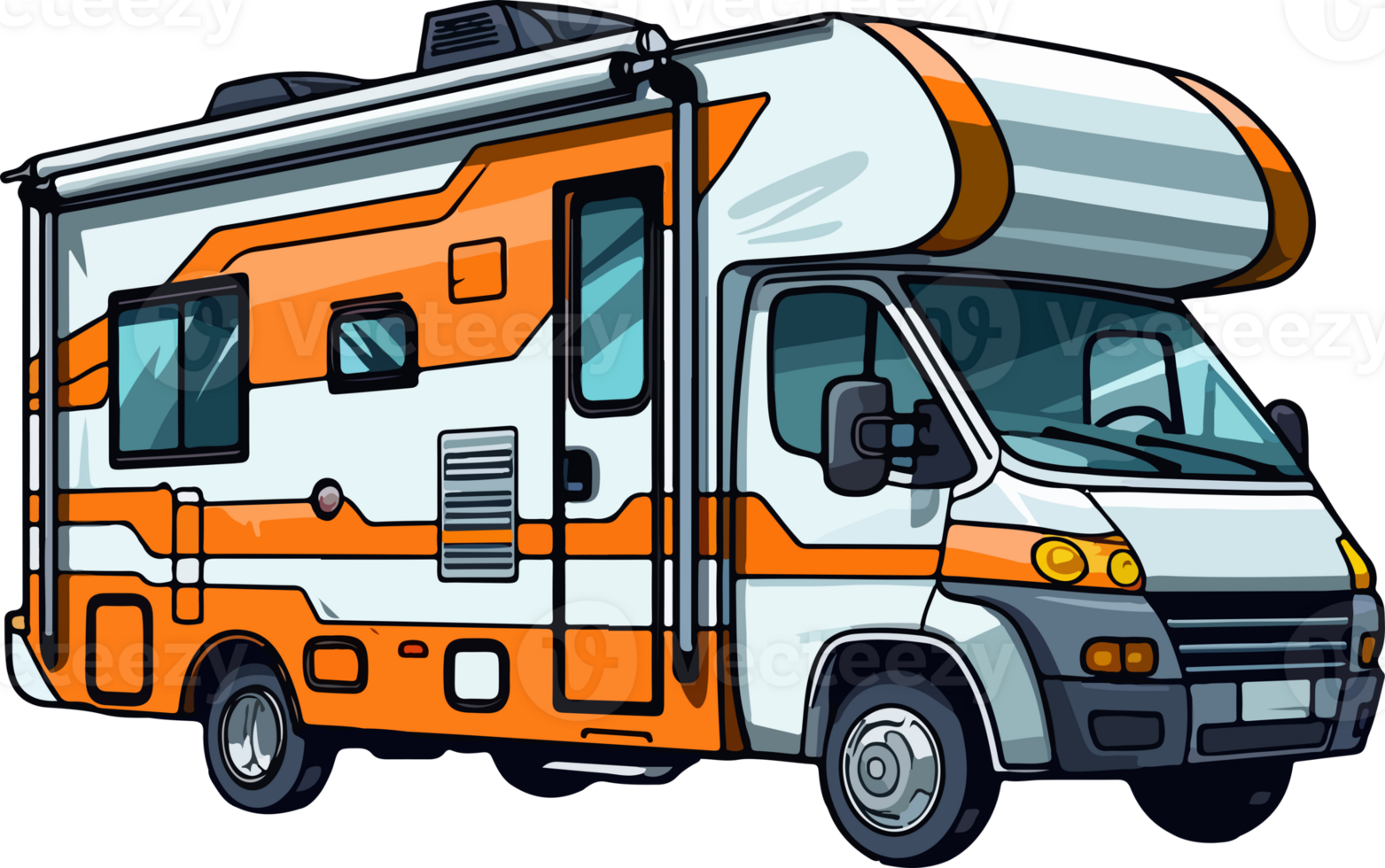 AI generated Cute recreational vehicle in cartoon style png