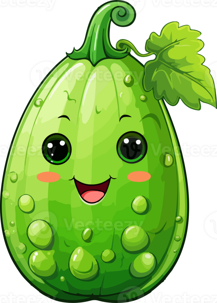 AI generated Cute bitter gourd in cartoon style png