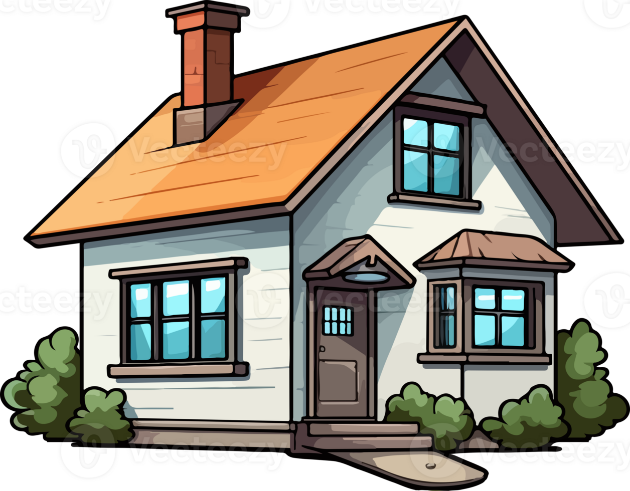 AI generated Cute house in cartoon style png