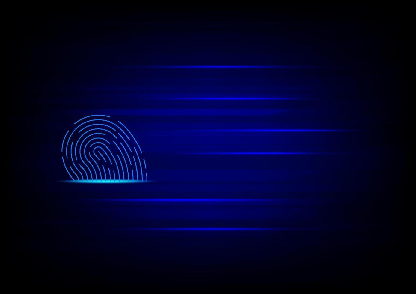 Cyber security and cyber crime concept. Scanning electronic thumb fingerprint on futuristic technology abstract background. Digital protection data. Hacker protection. vector