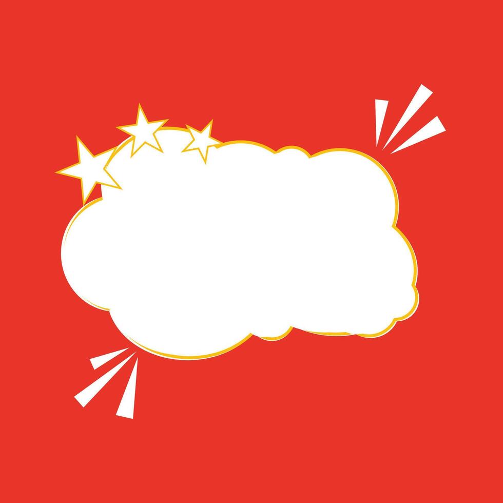 Comic speech bubble with rays and stars Vector illustration on red background