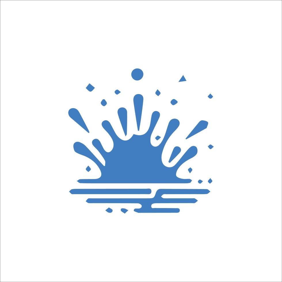 Blue water splash vector logo design on white background. Water drop icon.