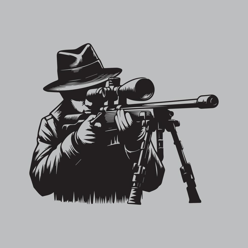 illustration vector of a soldier sniper