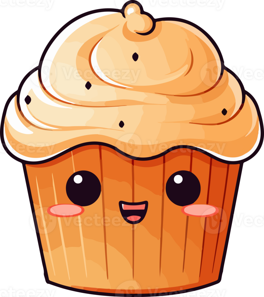 AI generated Cute muffin in cartoon style png