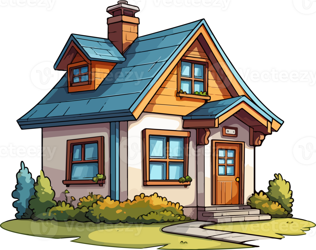 AI generated Cute house in cartoon style png