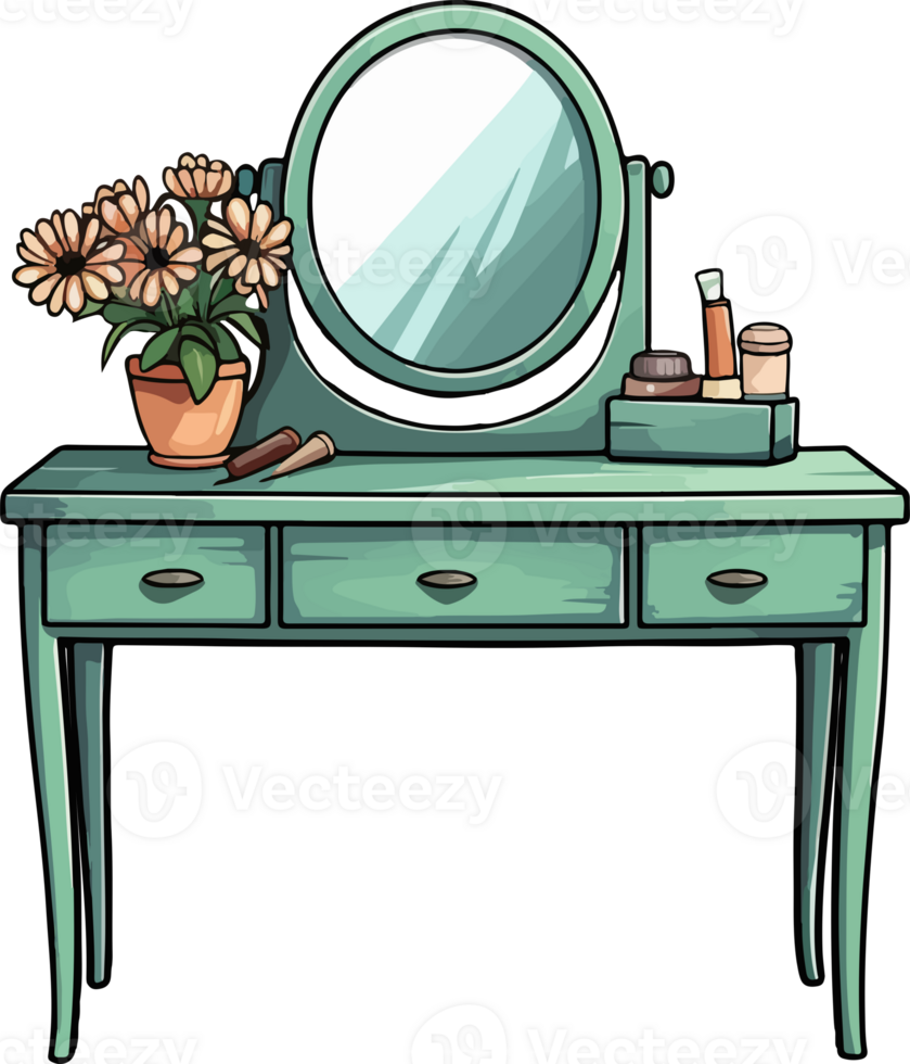 AI generated Cute dressing table in cartoon style png