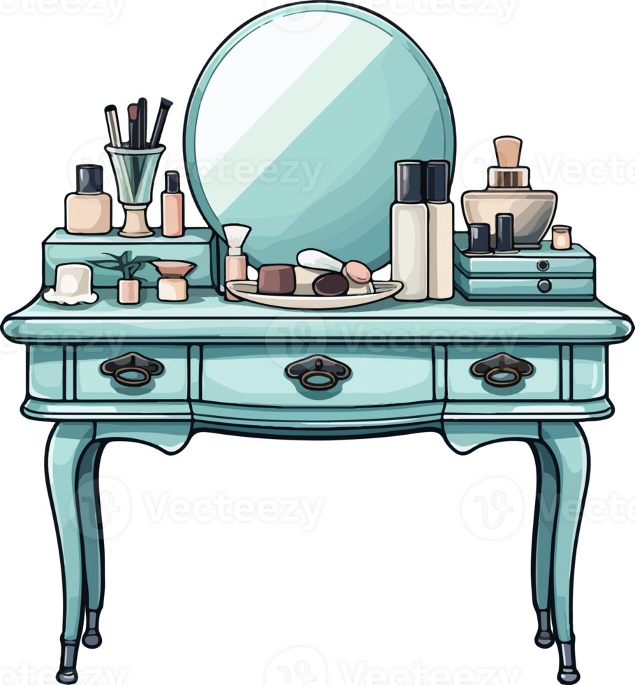 AI generated Cute dressing table in cartoon style png