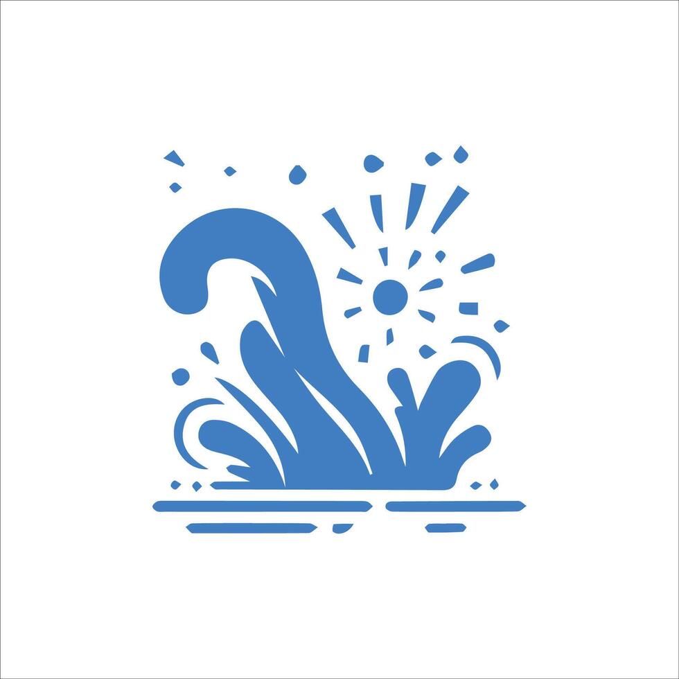 Water splash vector icon on white background. Blue water splash symbol.