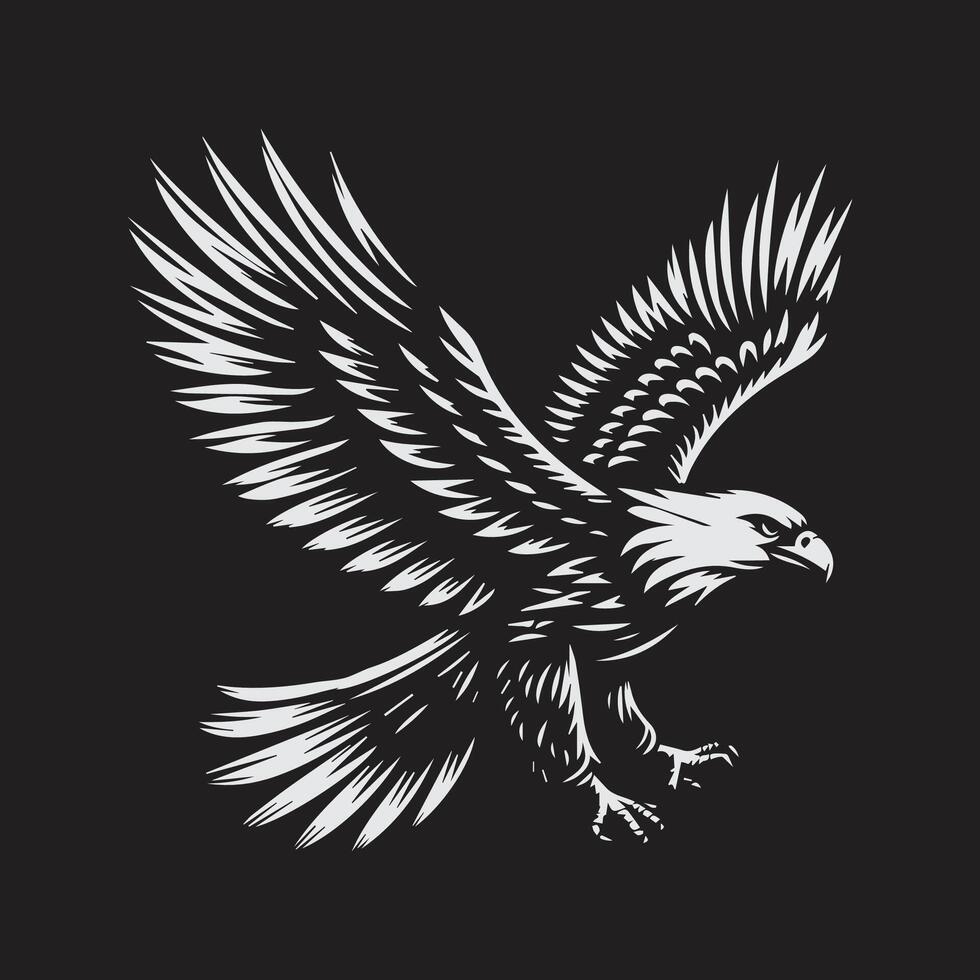 vector black white eagle with white wings.